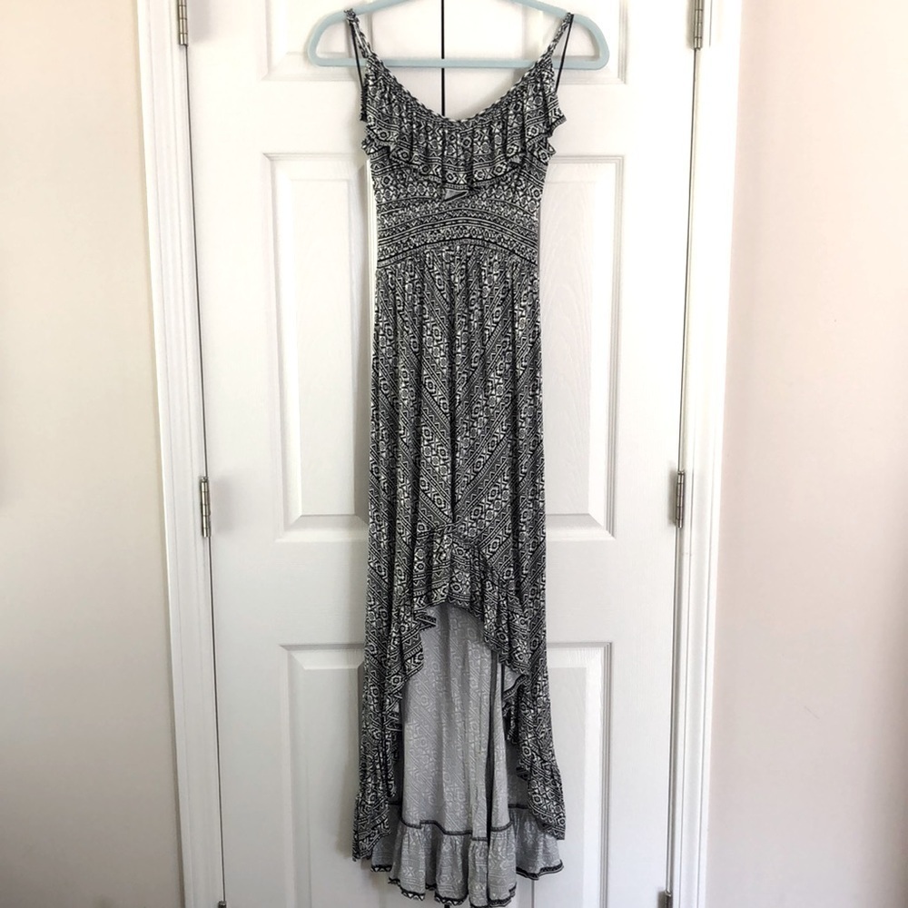 Express High Low Tribal Print Dress Black and White Sundress Size X-Small